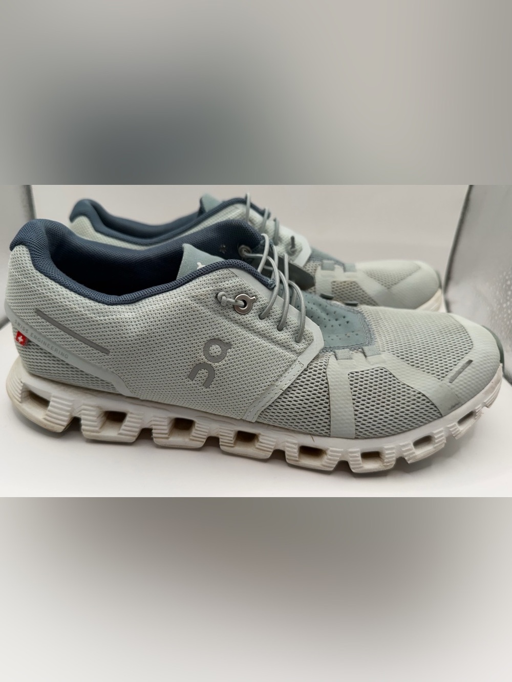 On Running Women's Cobble-Surf Sneakers in Light Gray and Blue